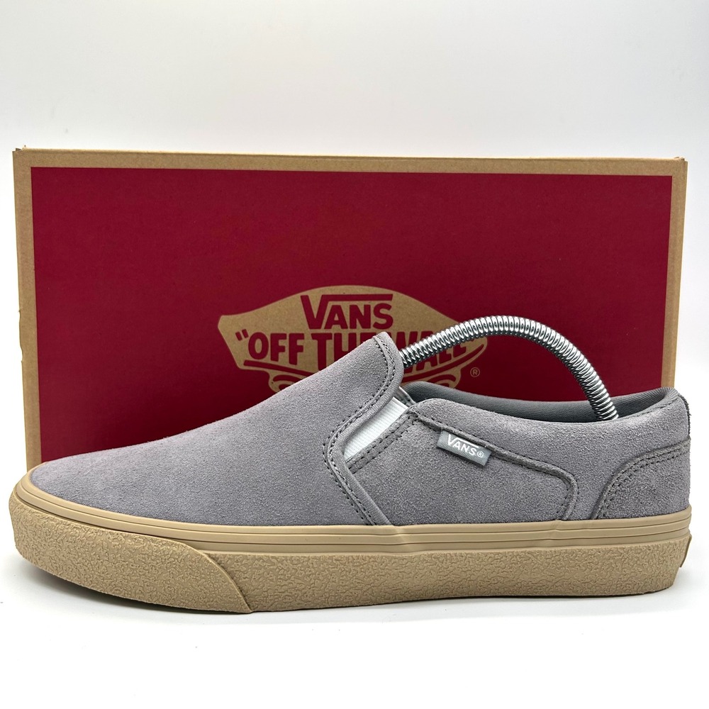 Vans Asher Shoes Mens 10 Crepe Frost Gray Suede Slip On Sneakers Skater